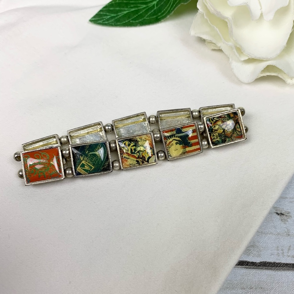 Vintage Story Book Panel Bracelet Stretchy